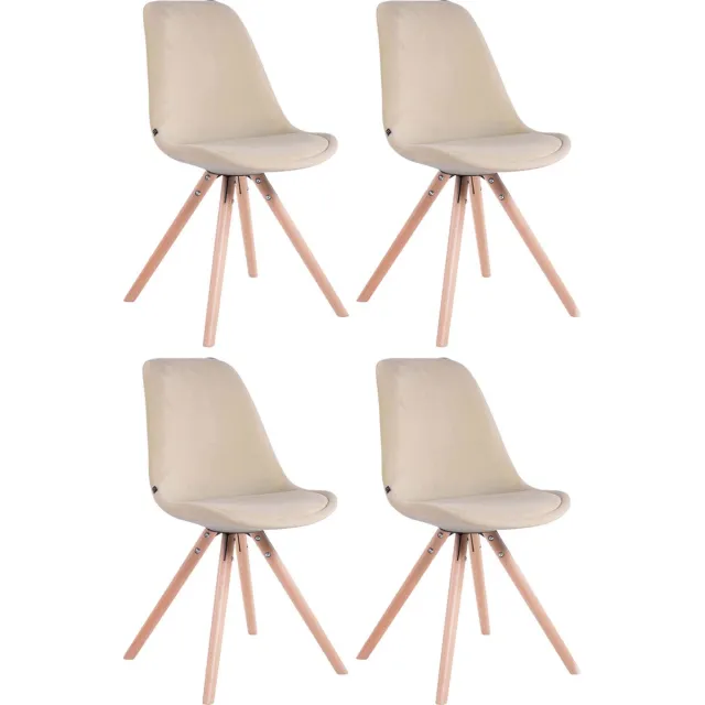 CLP Toulouse Set van 4 Stoelen - Rond frame - Fluweel creme natura
