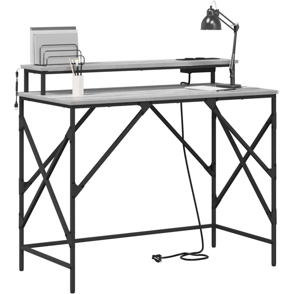 vidaXL Bureau Grijs Sonoma 100 x 50 x 86,5 cm Bewerkt hout