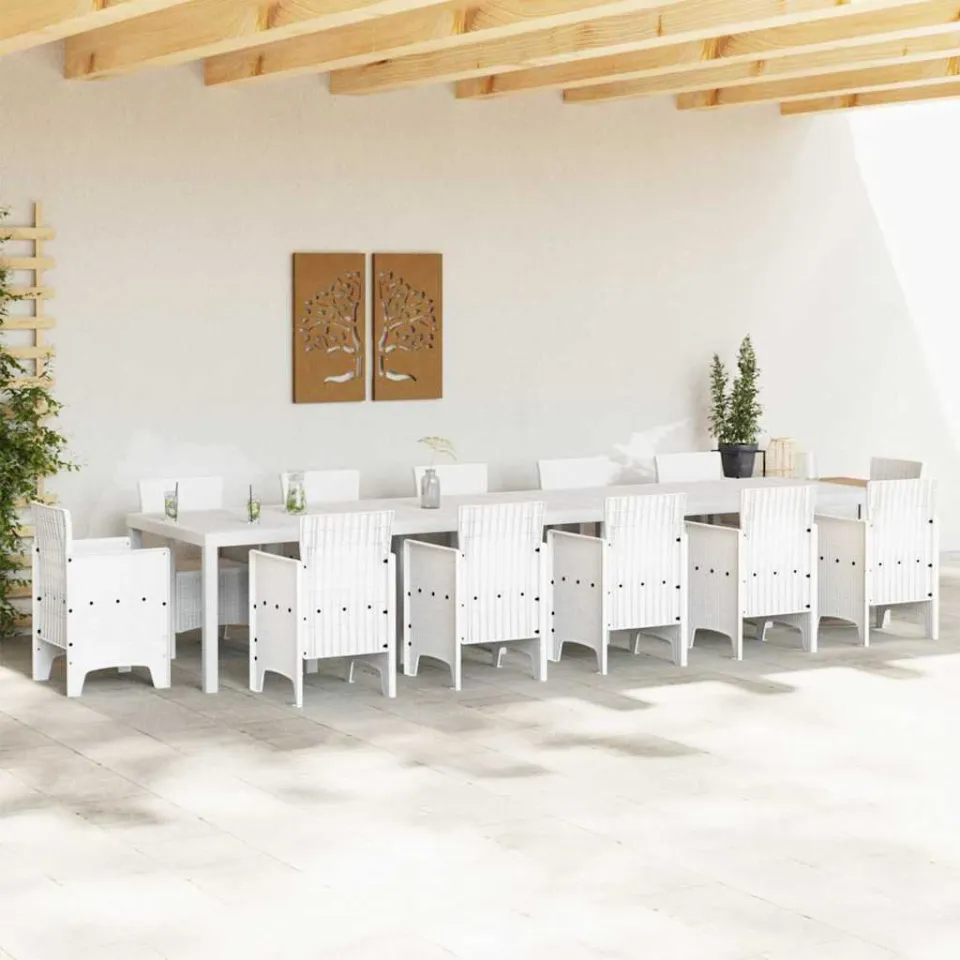 vidaXL Tuinstafel Wit 400 x 100 x 73 cm poly rattan, foto 3