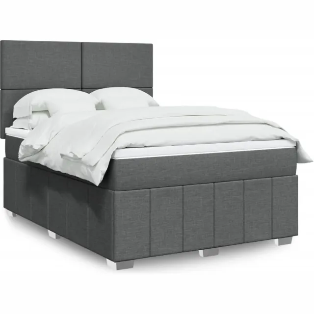 vidaXL Boxspring met matras stof donkergrijs 140x190 cm grijs