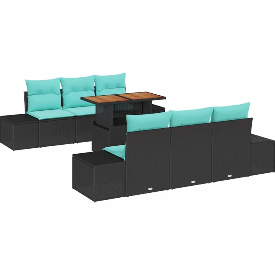 vidaXL Tuin Sofa Set 7 st Zwart Poly riet