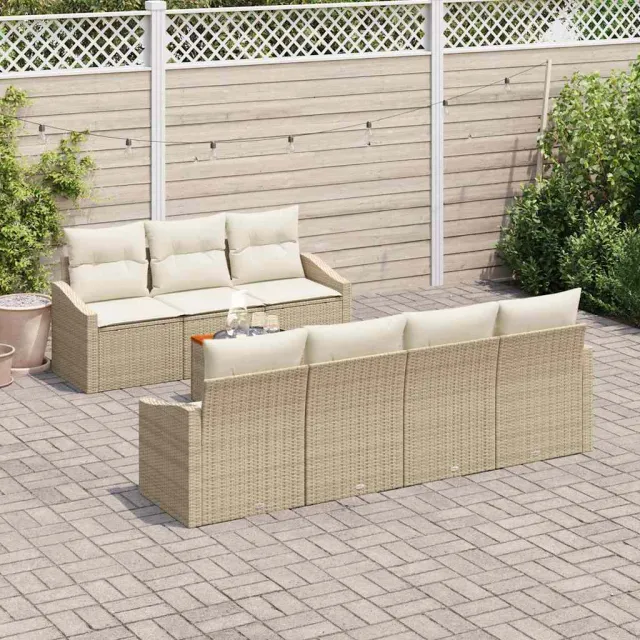vidaXL Tuinbankenset 8 st Beige poly rattan, foto 2