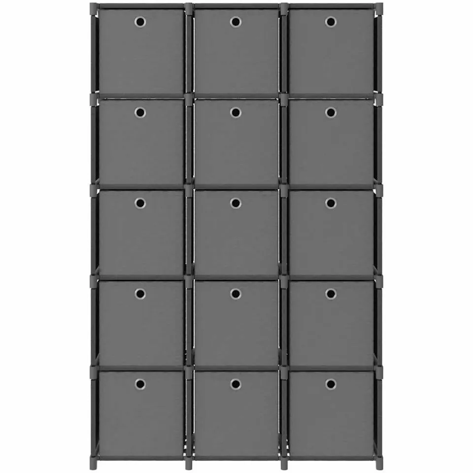 vidaXL Kast met 15 vakken met boxen 103x30x175,5 cm stof grijs, foto 2