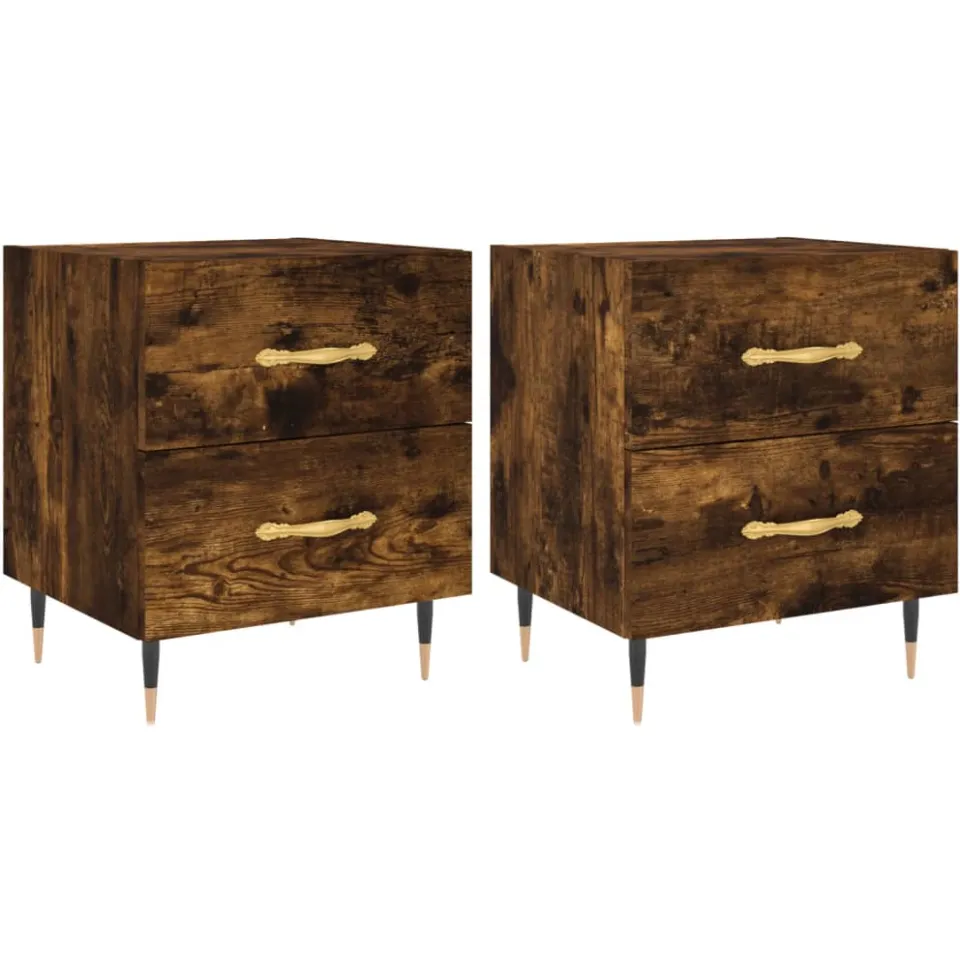 vidaXL Nachtkastjes 2 st 40x35x47,5 cm bewerkt hout gerookt eikenkleur, foto 3