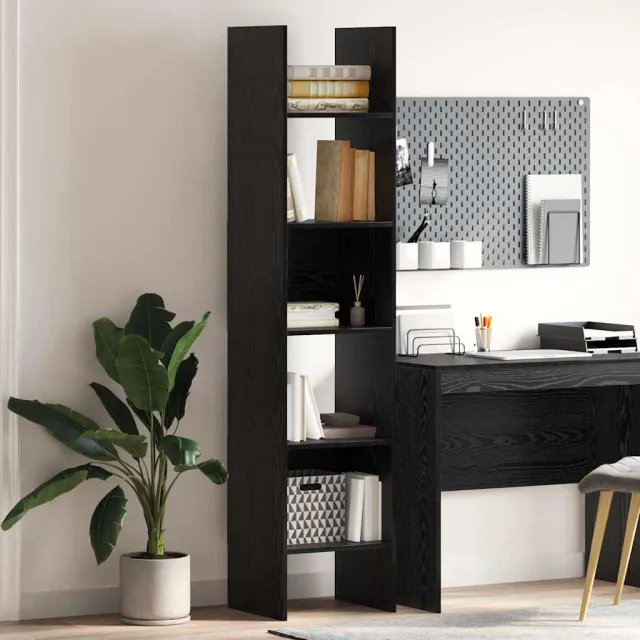 vidaXL Boekenkast 5-laags 40 x 35 x 180 cm Bewerkt hout Zwart Eiken, foto 2