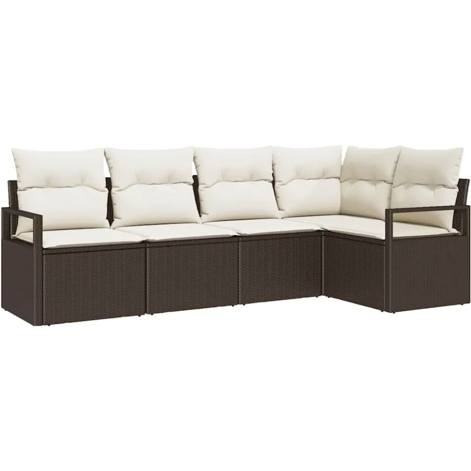 vidaXL Bankstel 5 st Bruin poly rattan
