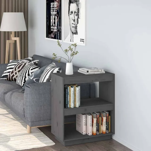 vidaXL Boekenkast 60x35x71 cm massief grenenhout grijs, foto 2