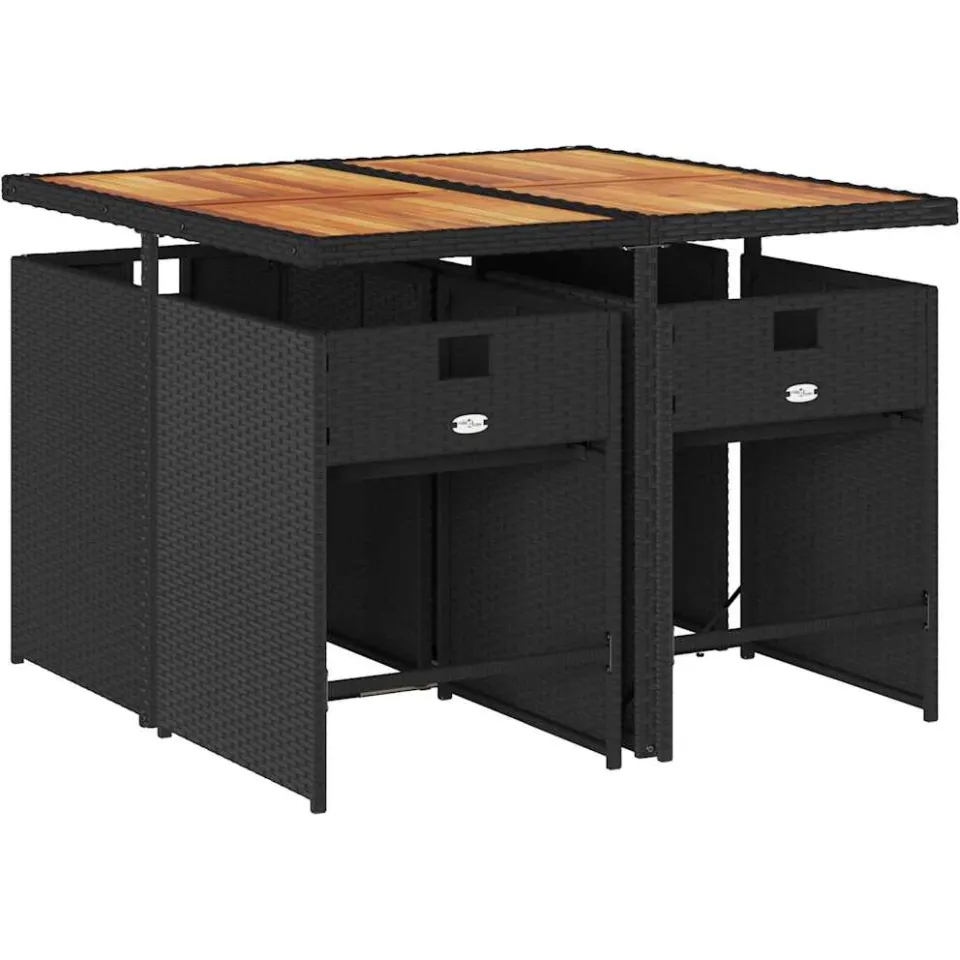 vidaXL 5-delige Tuinset met kussens poly rattan zwart, foto 2
