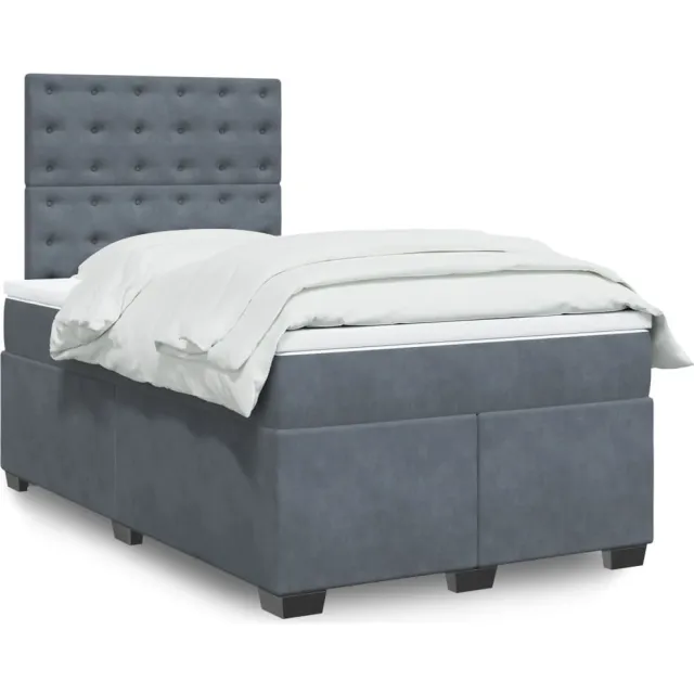 vidaXL Boxspring met matras fluweel donkergrijs 120x200 cm