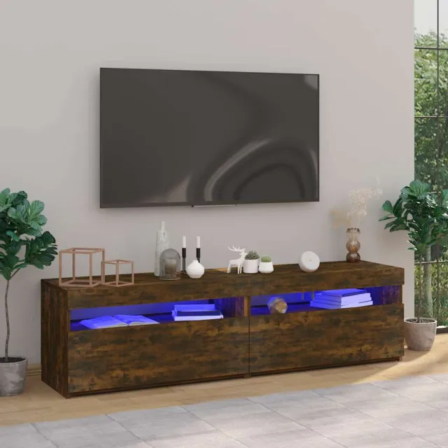 vidaXL Tv-meubelen met LED-verlichting 2 st 75x35x40 cm gerookt eiken Bruin