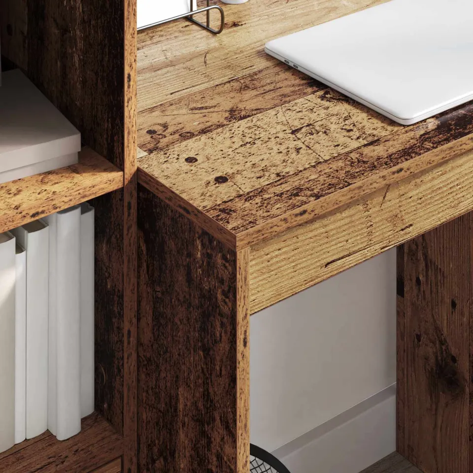 vidaXL Bureau Oudhout 115,5 x 50 x 127 cm 2 st bruin, foto 3