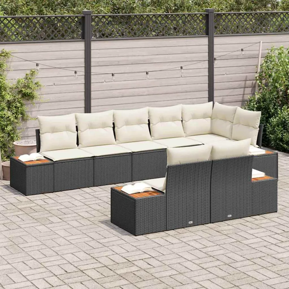 vidaXL Tuinbankenset 8 st Zwart Poly riet, foto 3