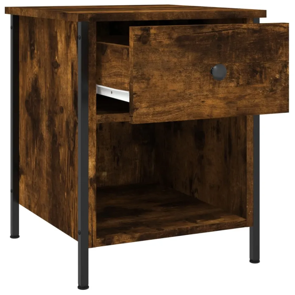 vidaXL Nachtkastje 40x42x50 cm bewerkt hout gerookt eikenkleurig Bruin