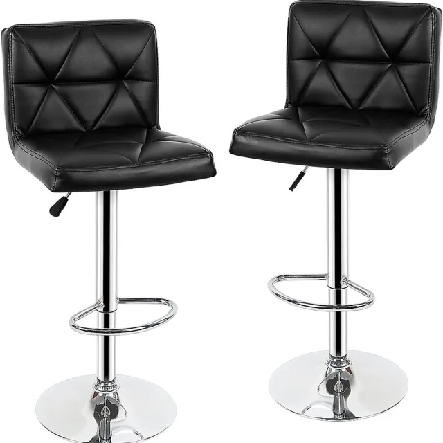 PIPIPOXER Barkruk set van 2 - industrieel - Rugleuning en Voetsteun – Keukenstoel - Metaal - hoogte verstelbaar 55-75cm - zwart