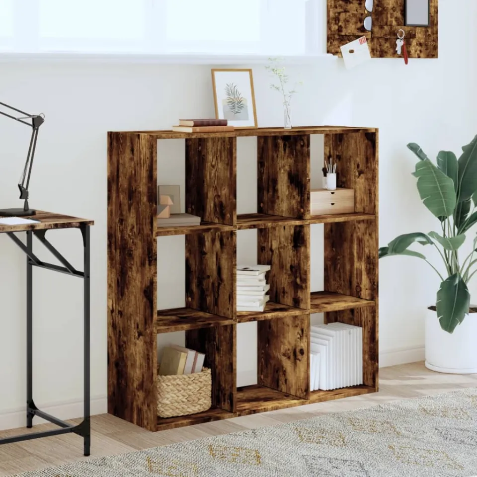 vidaXL Boekenkast 102x32x102 cm bewerkt hout gerookt eikenkleurig, foto 2