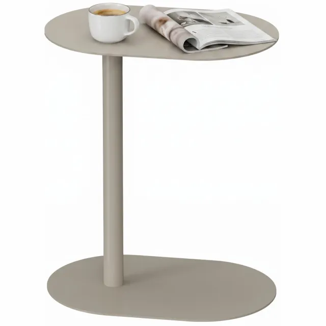 Acaza Bijzettafel - Tafeltje - Greige / Warm Grijs - Nachtkastje - Stijlvol & Praktisch - Banktafel - Bijzettafel Metaal - Organisch Japandi Beige