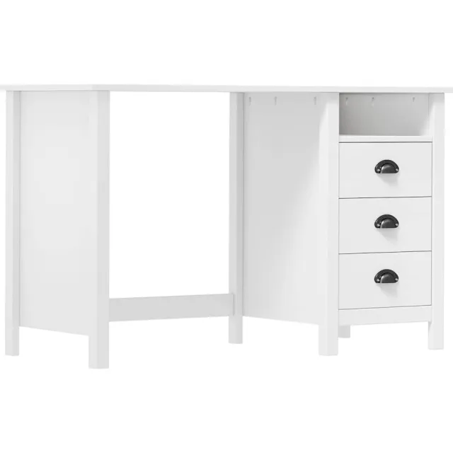 vidaXL Bureau Hill 3 lades 120x50x74 cm massief grenenhout Wit