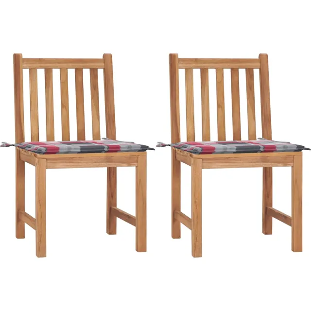 vidaXL Tuinstoelen 2 st met kussens massief teakhout Bruin