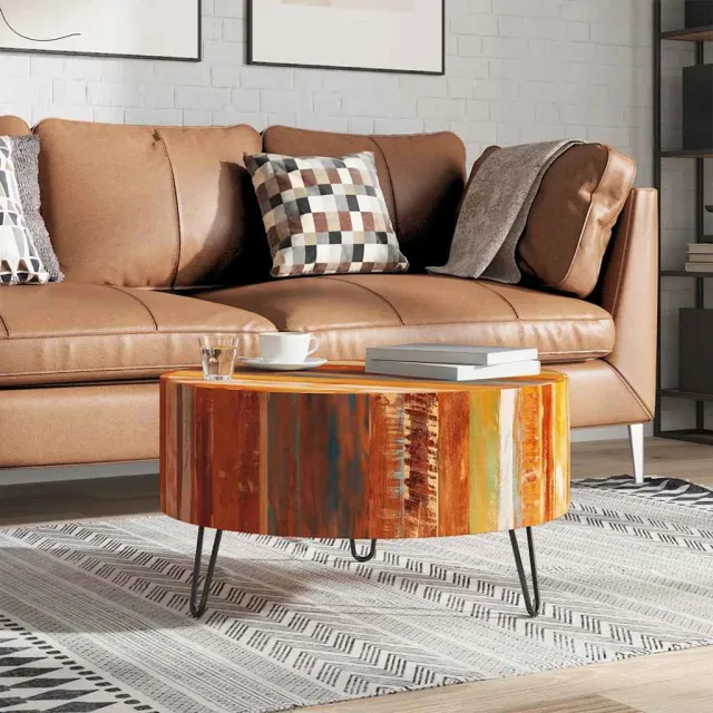 vidaXL Salontafel rond massief gerecycled hout Bruin