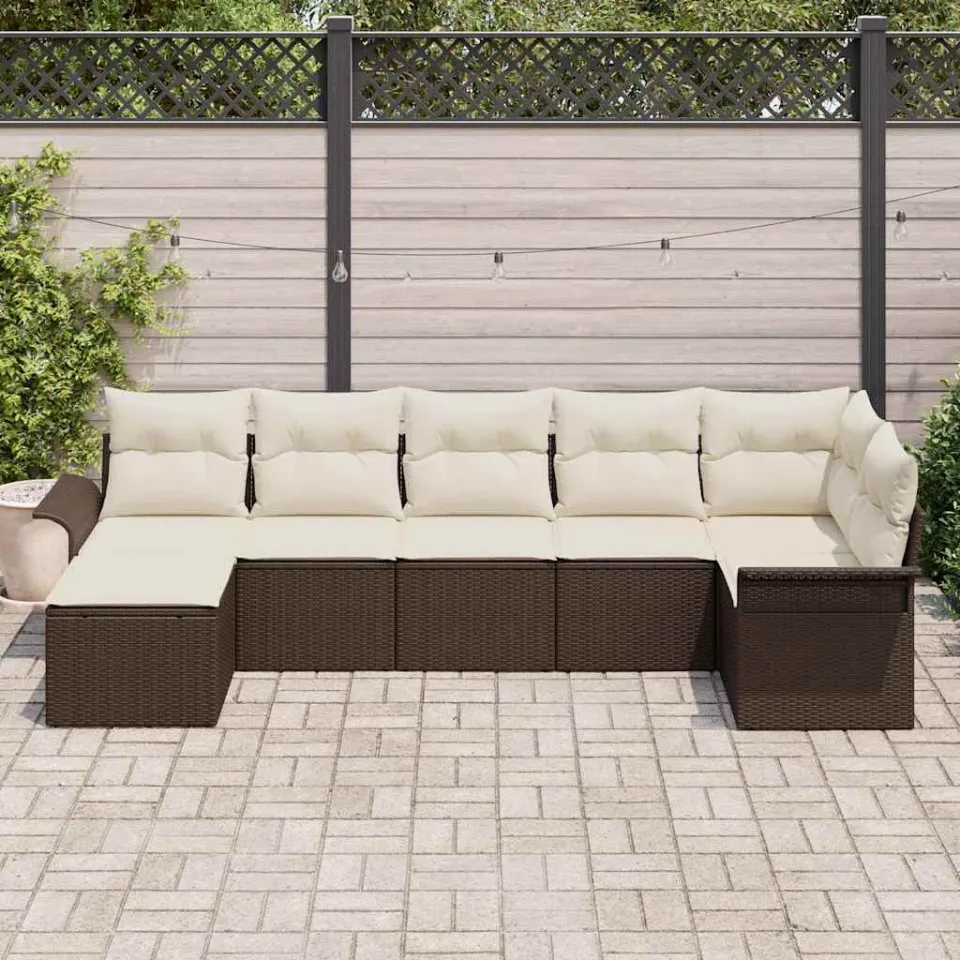 vidaXL Tuin Sofa Set 7 st Bruin poly rattan, foto 3