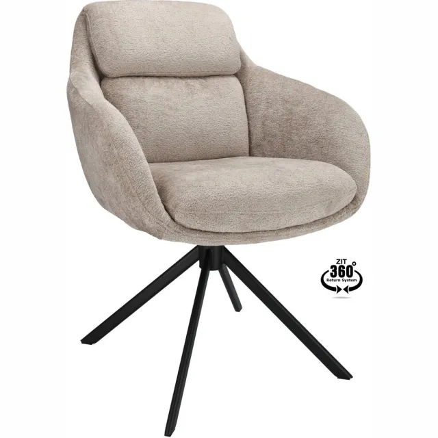 Icon Living Armstoel Vive Stof Stella Liver Leg Black 360° Return-system Bruin