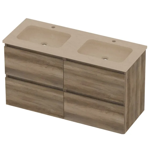 Basic-Line Rocky 46 Badmeubelset Hardsteen 120x46x62 cm R46sscso2x602 Scotch Oak Sand Stone Beige