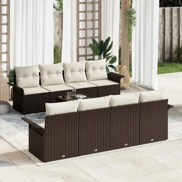 vidaXL Tuin Sofa Set 9 st Bruin poly rattan, foto 2