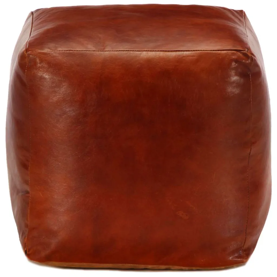 vidaXL Poef 40x40x40 cm echt geitenleer tan Bruin