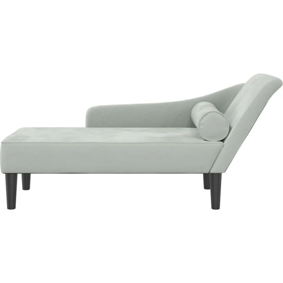 vidaXL Chaise longue met kussens fluweel lichtgrijs grijs, foto 2