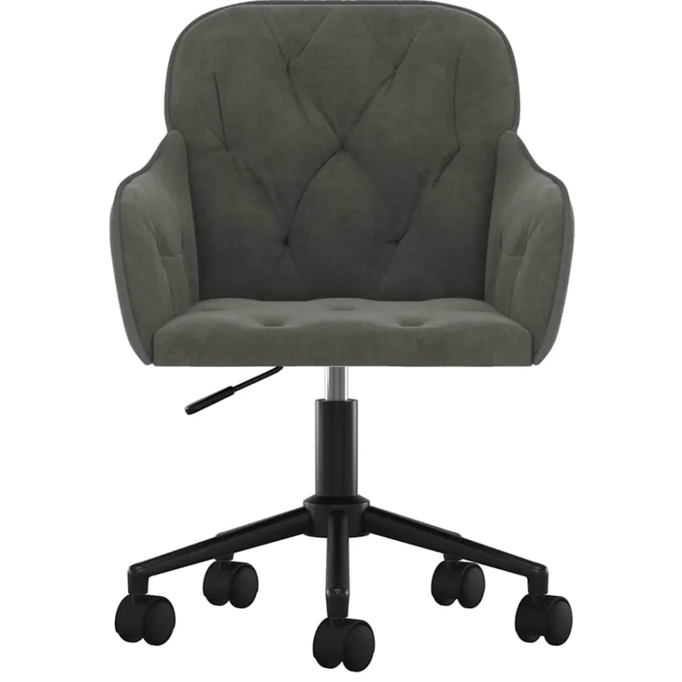 vidaXL Eetkamerstoelen draaibaar 2 st fluweel donkergrijs grijs, foto 4