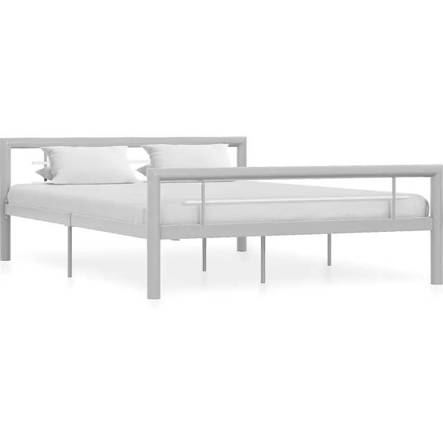 vidaXL Bedframe metaal grijs en wit 140x200 cm