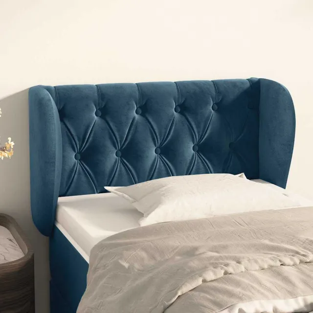 vidaXL Hoofdbord met randen 83x23x78/88 cm fluweel donkerblauw blauw