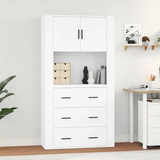 vidaXL Hoge kast bewerkt hout wit