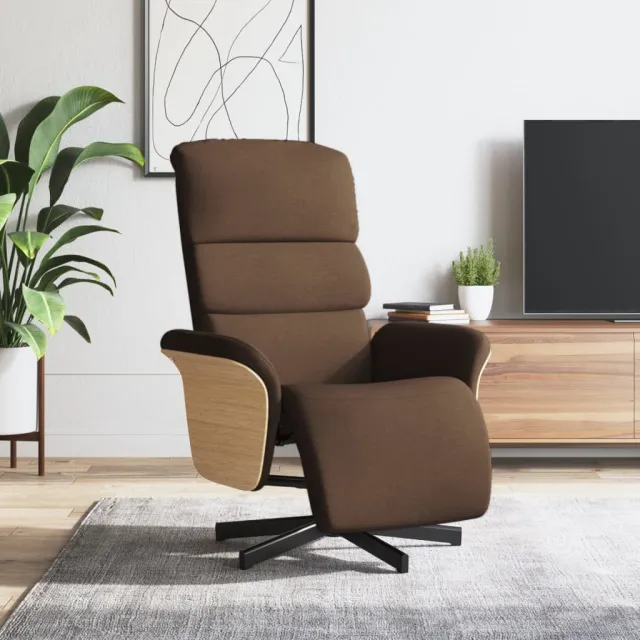 vidaXL Fauteuil verstelbaar met voetensteun stof bruin