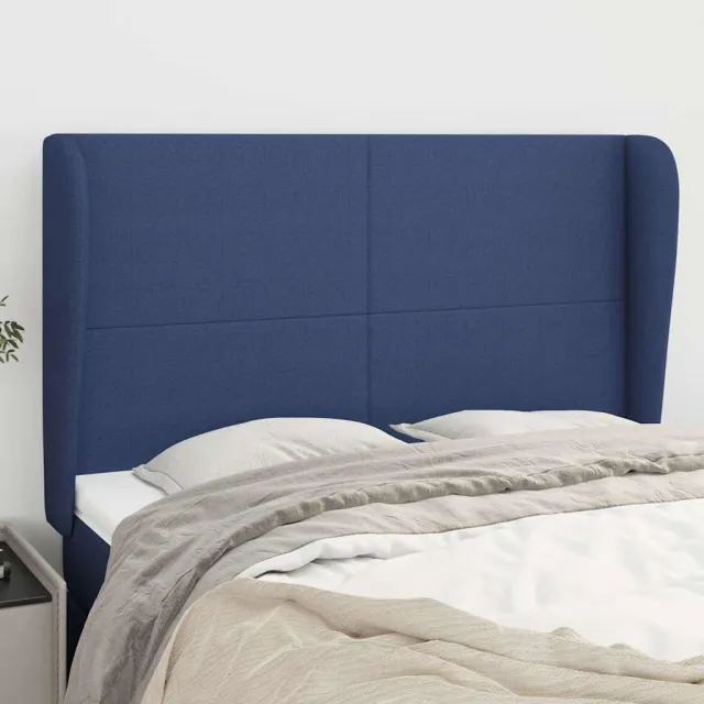 vidaXL Hoofdbord met randen 147x23x118/128 cm stof blauw