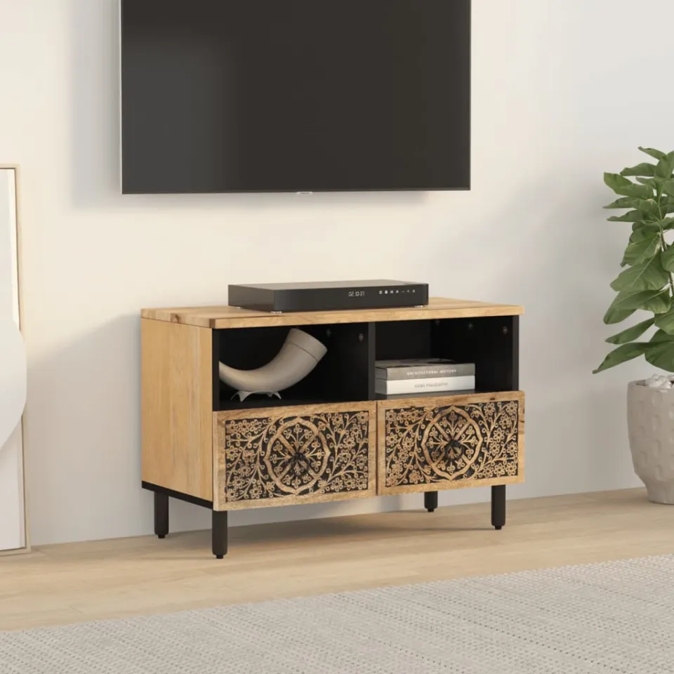 vidaXL Tv-meubel 70x33x46 cm massief mangohout bruin, foto 3