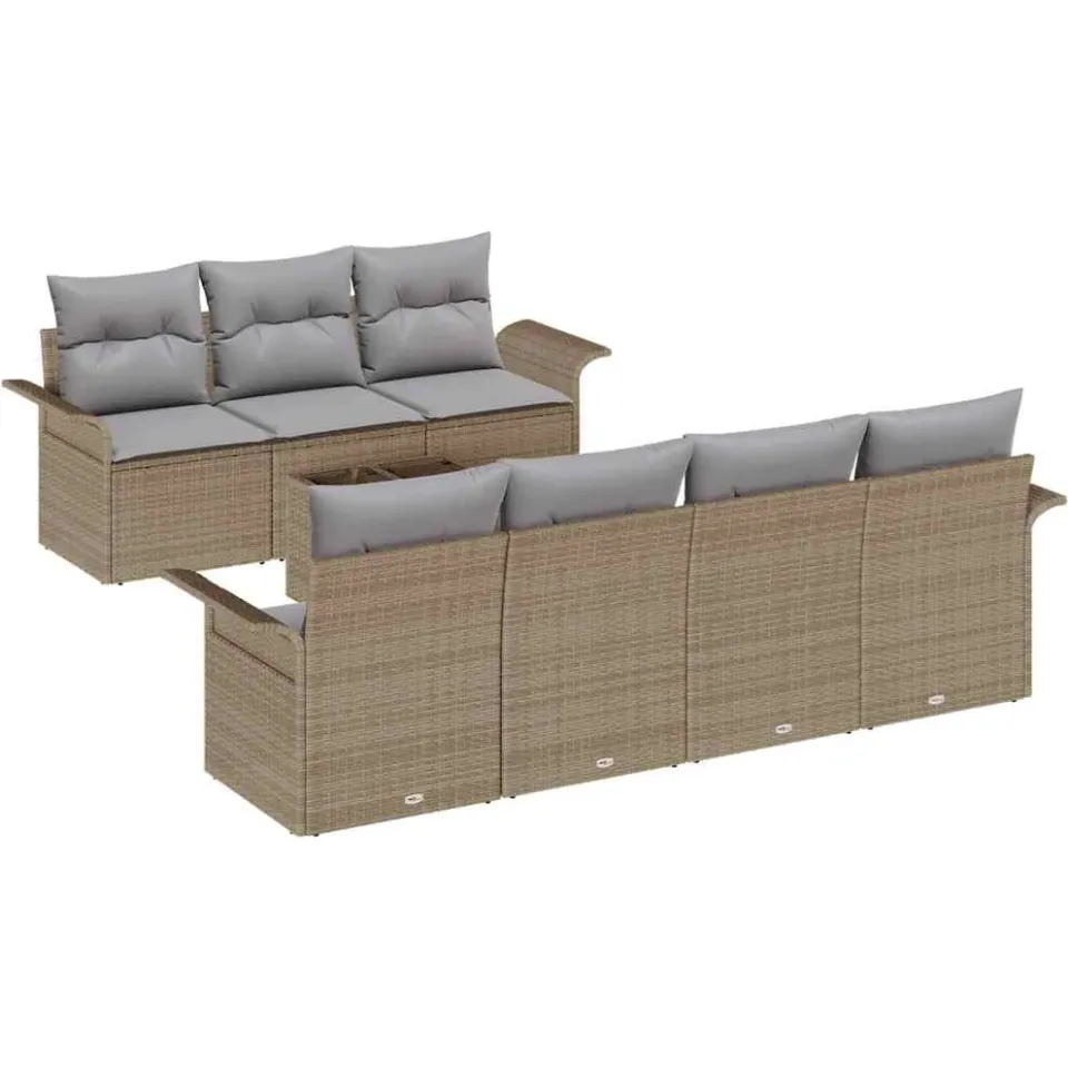 vidaXL Tuin Sofa Set 8 st Beige poly rattan
