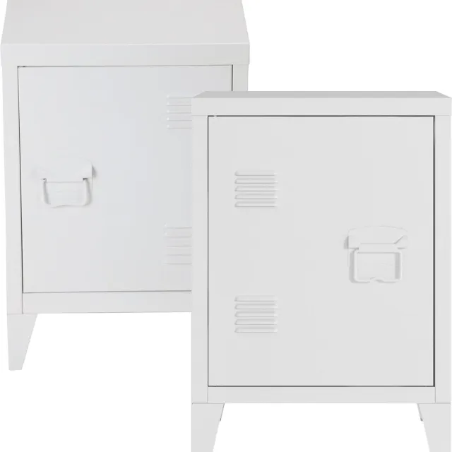 en.casa Nachtkast Inari set van 2 metaal 57x40x30 cm wit [en.casa]