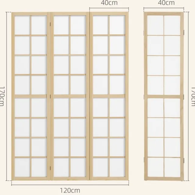 COVREO Kamerscherm 120 x 170 cm naturel hout, opvouwbare roomdivider Natural Wood