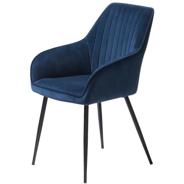 Nordic Home Angelo armstoel velvet streep - blauw