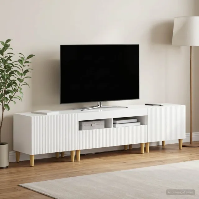 vidaXL 3-delige LED TV-kast ARNHEM 3 st Hoogglans Wit Bewerkt hout, foto 2