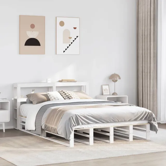 vidaXL Bedframe zonder matras massief grenenhout wit 120x190 cm