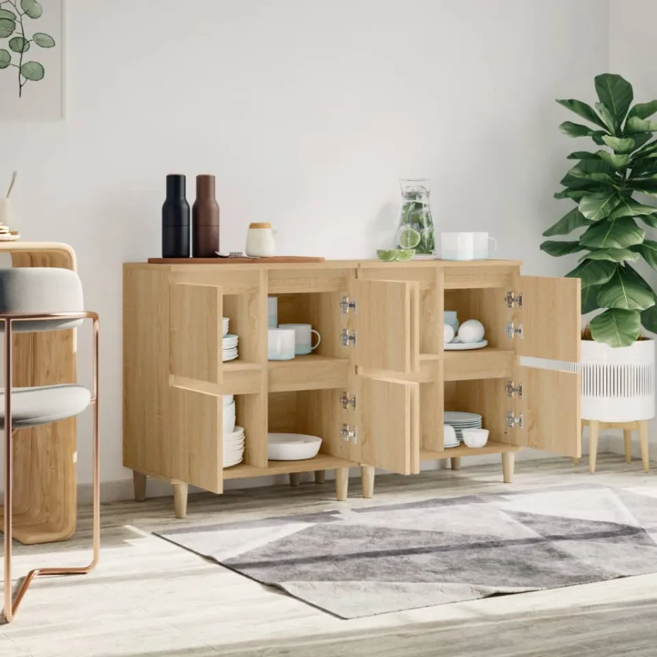 vidaXL Dressoirs 2 st 60x35x70 cm bewerkt hout sonoma eikenkleurig, foto 3
