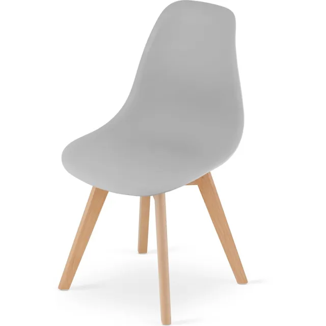 Viking Choice KITO - Eetkamerstoel - set van 4 eettafelstoelen - houten onderstel - grijs