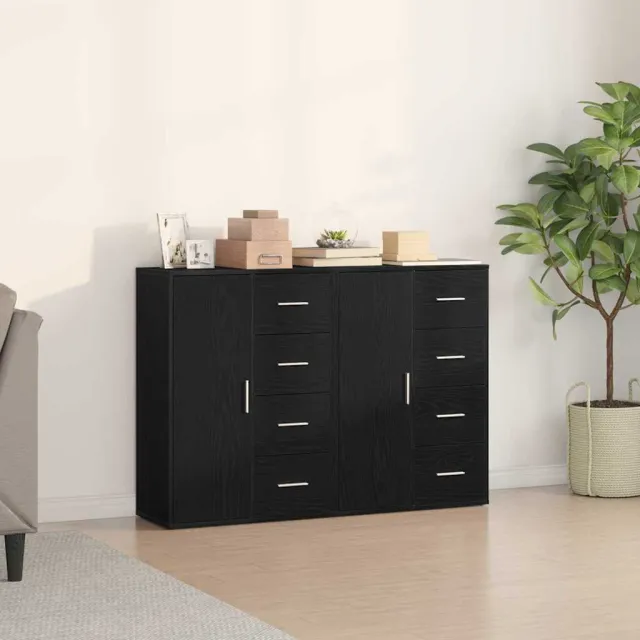 vidaXL Dressoir 2 st Zwart Eiken 60 x 31 x 84 cm Bewerkt hout