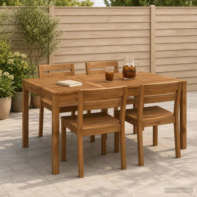 vidaXL Tuindiner tafel LAREN Naturel 147 x 88,5 x 75 cm Bruin