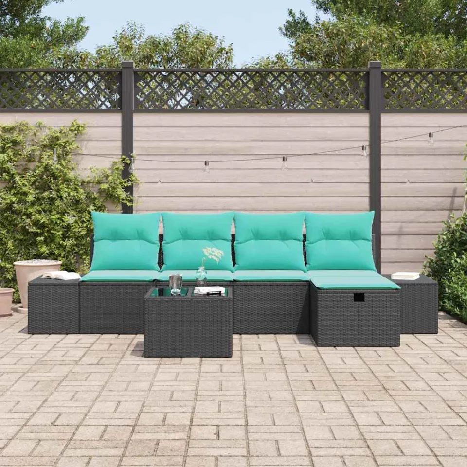 vidaXL Bankstel 5 st poly rattan zwart, foto 3