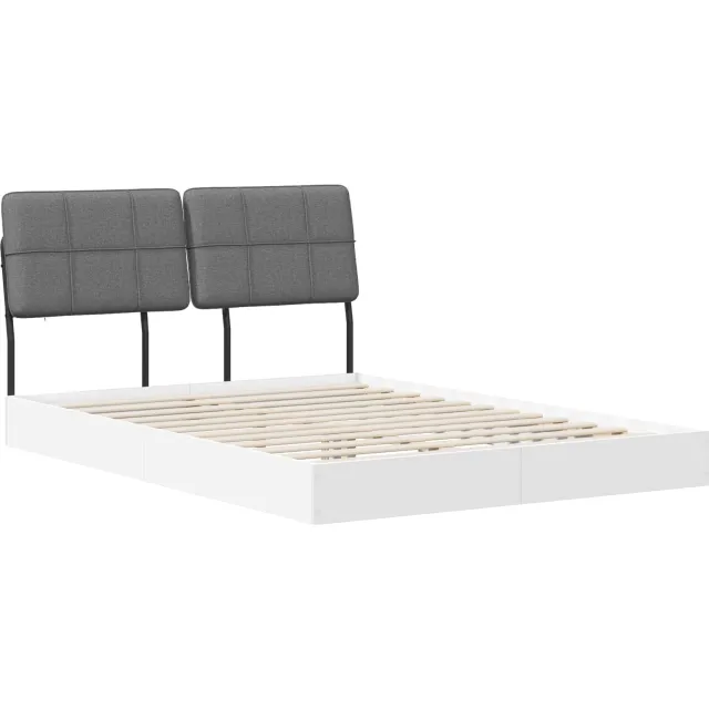 vidaXL Tweepersoonsbed met hoofdbord Wit en Lichtgrijs 140 x 200 cm