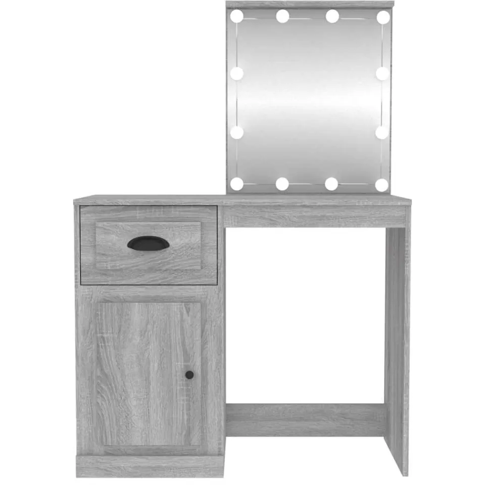 vidaXL Kaptafel met LED 90x50x132,5 cm bewerkt hout grijs sonoma eiken, foto 4