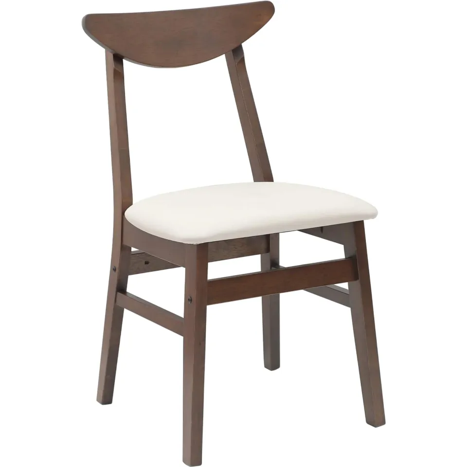 vidaXL Eettafelstoelen 2 st Massief Rubberhout Licht Bruin, foto 4